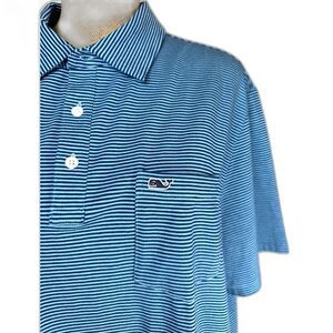 VINEYARD VINES Polo Blue/Blue Striped Mens Edgartown Shirt Golf Casual Size XL